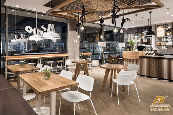 Thiết kế quán cafe hiện đại với cách phối màu tinh tế