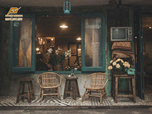 Một góc chụp ảnh bên trong quán cafe vintage