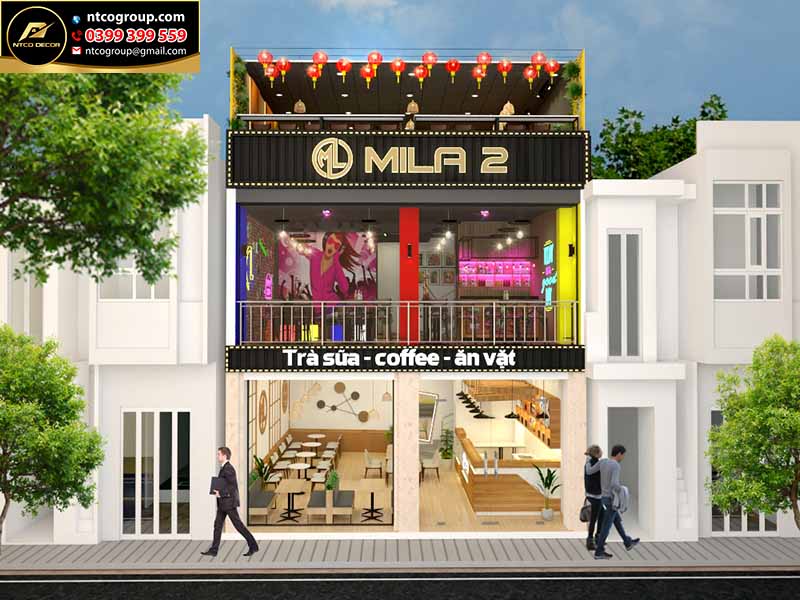 Thiết kế thi công quán trà sữa ở Bình Phước, Sang trọng hiện đại, hút khách
