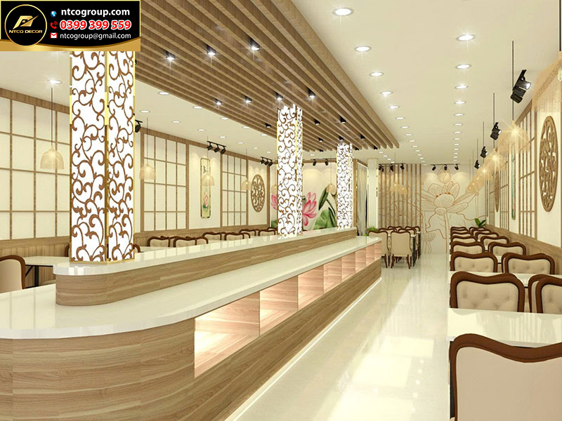 Thiết kế nội thất nhà hàng buffet chay Tâm Ngọc