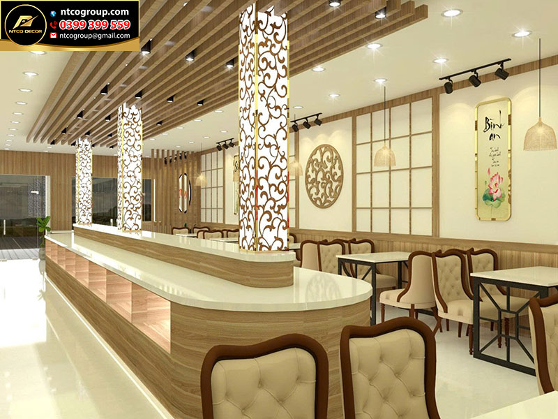 Thiết kế nội thất nhà hàng buffet chay Tâm Ngọc